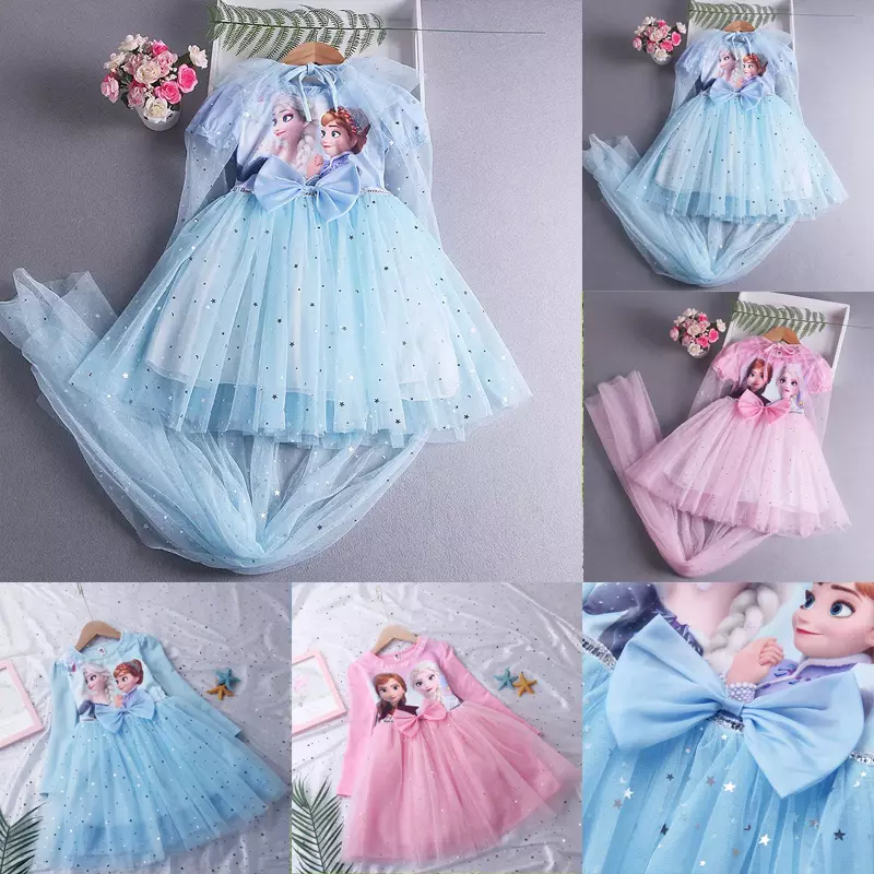 MARKENLOS Kinder Mädchen Elsa Prinzessin Kleid Party Geburtstag Tutu Kleider mit Umhang