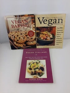 Vegan Cookbooks Featuring Italian, Baking / Desserts, and Main Entrees Lot of 3 - Picture 1 of 8