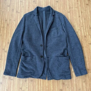 Faherty Inlet Knit Blazer Mens Medium Deep Navy Melange Blue Cardigan Sweater - Picture 1 of 19