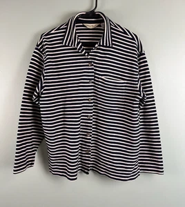 Eddie Bauer Women Striped Button Shirt Jacket Shacket SM Blue White Preppy 90s - Picture 1 of 7