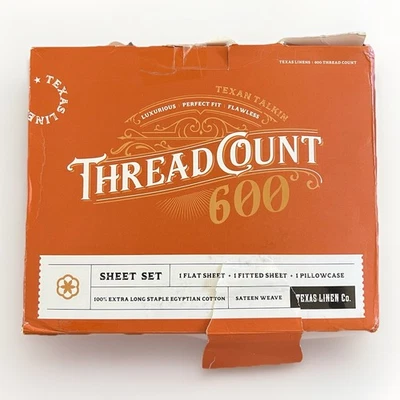 TEXAS LINEN CO. 100% Egyptian Cotton Sheets Twin XL Size - 3 PC Set Sateen Weave - Image 1 of 4