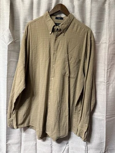 EUC Nautica Shirt Mens 2XL Tan Check Plaid 100% Cotton Button Up Long Sleeve - Picture 1 of 8