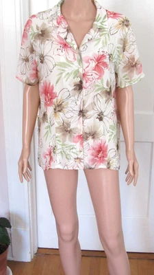Blusa Alfred Dunner Marfil Floral Texturizado Cuello Abotonada Manga Corta Talla 18 Foto 1 de 4