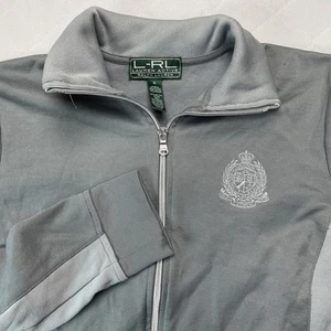 Lauren Ralph Lauren Track Jacket Women’s Medium Crest Logo Gray Full Zip - Picture 1 of 14