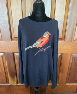 TALBOTS Bird Sweater Womens 2X Petite Knit Lambswool Crewneck Pullover Preppy - Picture 1 of 8
