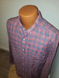 (Large) Herren Banana Republic Leinen Knopfleiste rosa kariert Camden Passform - Bild 1 von 6