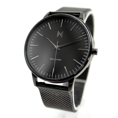 Reloj MVMT Boulevard Hombre Negro Stealth 38mm Malla Acero Inoxidable con Batería Nueva Foto 1 de 4