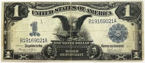 1899 UNITED STATES $1 SILVER CERTIFICATE BLACK EAGLE NOTE FR#233 TEEHEE & BURKE - Picture 1 of 2
