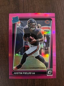 2021 Donruss Optic Justin Fields Rated Rookie Pink Prizm Bears RC #204 - Picture 1 of 2