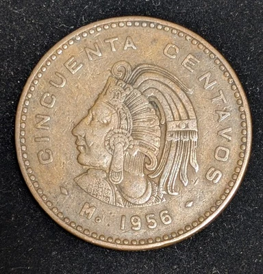 1956 Mexico 50 Centavos Circulated KM# 450 - Image 1 of 2