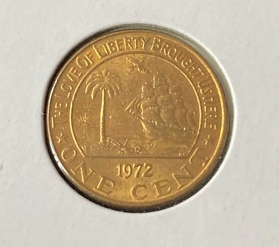 1972 Liberia Cent Bronze Coin Free Shipping - Image 1 of 2