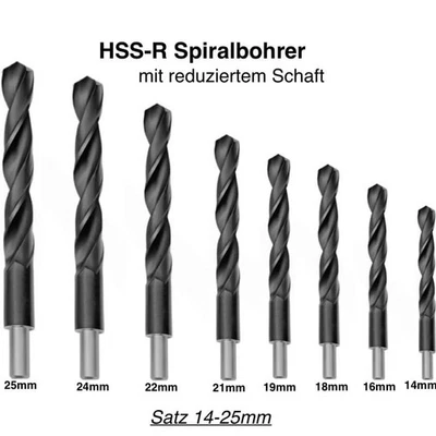 EXPERTBOHRER HSS Spiral Bohrer Satz Bohrer Set 14 16 18 19 21 22 24 25 mm reduzierter Schaft
