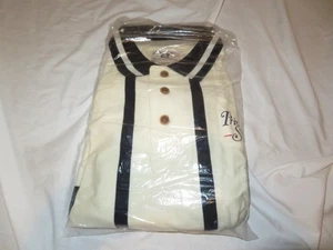 New Vtg Eagle Dry Goods White Black Stripe Polo Shirt XXL Private Stock Cotton - Picture 1 of 8
