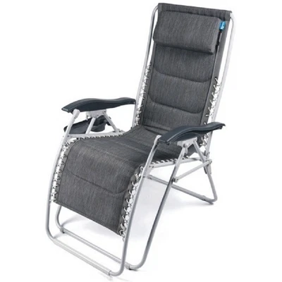 KAMPA Lehnstuhl Fußauflage Liegestuhl Campingstuhl Hochlehner 150 Kg Garten dunkelgrau