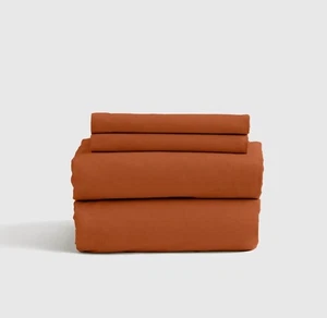 ¡NUEVO CON ETIQUETAS! ¡Sábanas y fundas de almohada de terracota cepillada de algodón orgánico Quince! King (1218) - Imagen 1 de 10