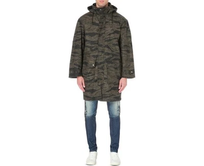 DIESEL J TIGER Mens Hoody Puffer Jacket Camouflage Winter Outwear Khaki Overcoat - Image 1 of 4