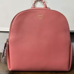 MCM Pink Backpack Mini Coral Blush Pink Blush Duchess Polke Studs - Picture 1 of 8