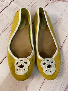 Sperry Top Sider Womens 7.5 M Ballet Flats Shoes Yellow Green Leather Slip On - Picture 1 of 7