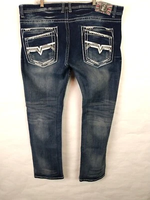 Monarchy 男式牛仔裤 42 码厚缝线中号水洗 — 第 1/4 张图片