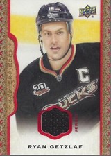 2014-15 UD Masterpieces Memorabilia Framed Red Cloth #15 Ryan Getzlaf Jersey /85