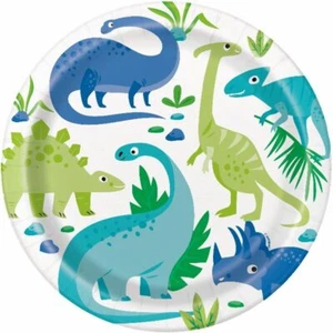 Dinosaur Party Plates - Blue and Green Pack of 8 - Picture 1 of 1