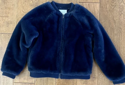 Gymboree Girls Navy Blue Faux Fur Jacket Size 7/8 - Image 1 of 4