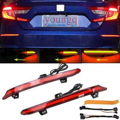 2X Luces reflectoras de parachoques trasero LED rojas luces de freno DRL para Honda Accord 18-21 EE. UU. Foto 1 de 4