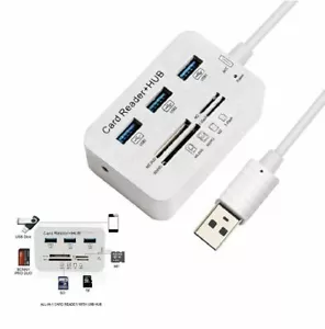 Aluminum 3 Port USB 3.0 Hub MS SD M2 TF Multi-In-1 Memory Card Reader Adapter US - Picture 1 of 6