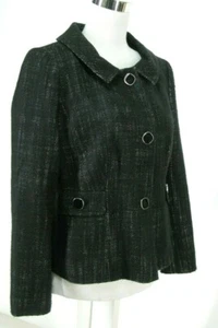 Semantiks Petite Blazer Sz 10P Black White Cotton Blend Woven Tweed  - Picture 1 of 6