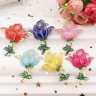 8pcs Crystal Rose Resin Rhinestones Flat Back Flowers Appliques Art Crafts Suppl