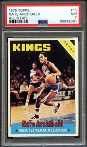 1975 Topps #15 Nate Archibald PSA 7 HOF Kansas City Kings 2081 - Picture 1 of 2