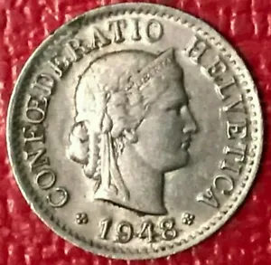 VERY FINE + 1948 B SWITZERLAND 5 RAPPEN COIN-MAY181 - Picture 1 of 2