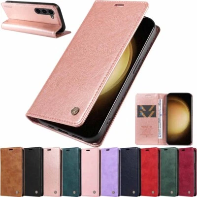 For Samsung S23 S22 S21 S20 S10 S9 Note9 Magnetic Flip Wallet Leather Case Cover - Image 1 of 4