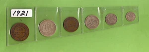 #C27. AUSTRALIAN COINS FOR 1921 - HALFPENNY TO FLORIN, ALL 6 COINS - Bild 1 von 2
