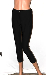 NUOVO MOVETES LINEA DONNA PANTALONI EMY CAPRI TINTA UNITA NERO TAGLIA 4 ALTA QUALITÀ - Foto 1 di 10