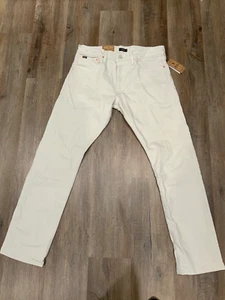 Polo Ralph Lauren Varick Slim Straight Button Fly Jeans White Denim Men 33 x 32 - Picture 1 of 5