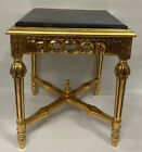 Casa Padrino Barock Beistelltisch Gold Schwarz Antik Stil Tisch mit Marmorplatte