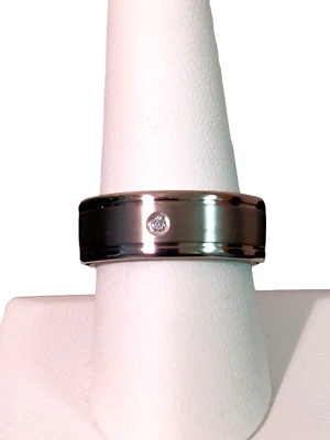 Hermoso Nuevo Anillo Unisex Circonita Cúbica Titanio Banda Talla 9 Foto 1 de 4