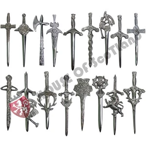 Scottish Kilt Pin Thistle Various Design Chrome Finish 4" Celtic Pin & Brooches - Picture 1 of 52