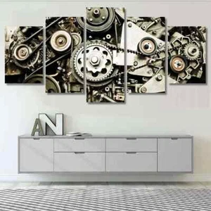 Industrial Sport Car Engine Mechanics 5 Piece Panel Canvas Wall Art Photo Decor - Picture 1 of 2