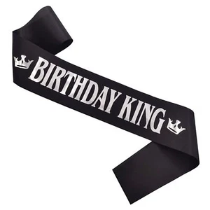 Birthday King Sash for MenBirthday Boy Party Decoration SuppliesSilver Foil L... - Picture 1 of 6