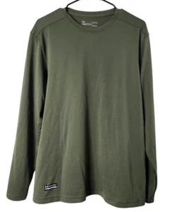 Under Armour Mens L Tactical Tech Tee Long Sleeve T-Shirt Crewneck Green Loose B - Picture 1 of 5