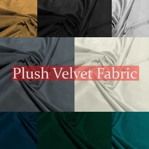 Velvet Upholstery Fabric with Felt Backing – Luxury Plush Cotton Polyester Mater - Picture 1 of 9