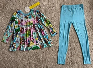 Millie Rose Bamboo Disney Princess Couples Peplum Top Purple Leggings Girl 10/12 - Picture 1 of 16