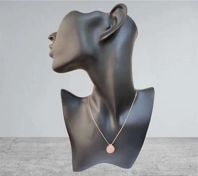 collana donna ciondolo rotondo argento 925 anallergico rose zirconi pave - Immagine 1 di 4