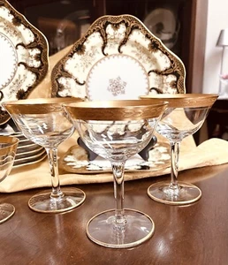 Tiffin Gold Leaf champagne coupe Crystal 5 Available-5” - Picture 1 of 16