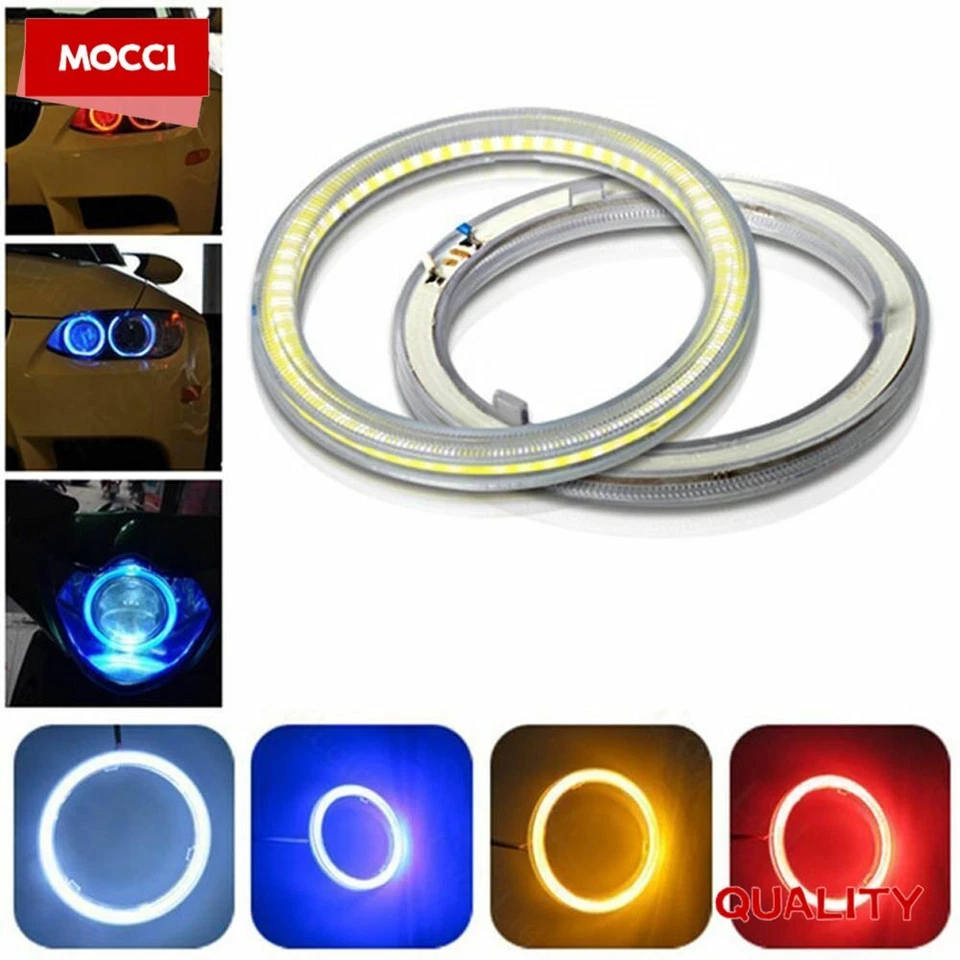 COB LED Angel Eye Halo Ring Fog Light Headlight Universal 60/70/80/90/100/120mm  - Image 1 of 4