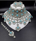 Designer Bollywood Indian Traditional Blue Cz Bridal Wedding Choker Necklace