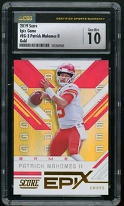 PATRICK MAHOMES II 2019 Panini Score Epix Game Gold #EG-3 CSG 10 Gem Mint - Picture 1 of 2