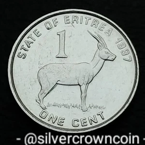 Eritrea 1 Cent 1997. KM#43. One Penny coin. Gazelle. Animals. Soldiers. 1 year. - Picture 1 of 7
